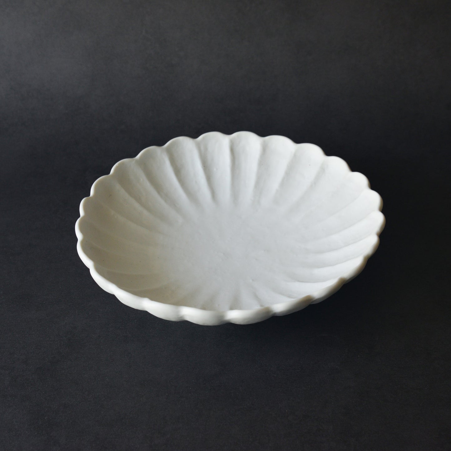 Mino ware Round Dish Set - White Flower - 2 Pieces