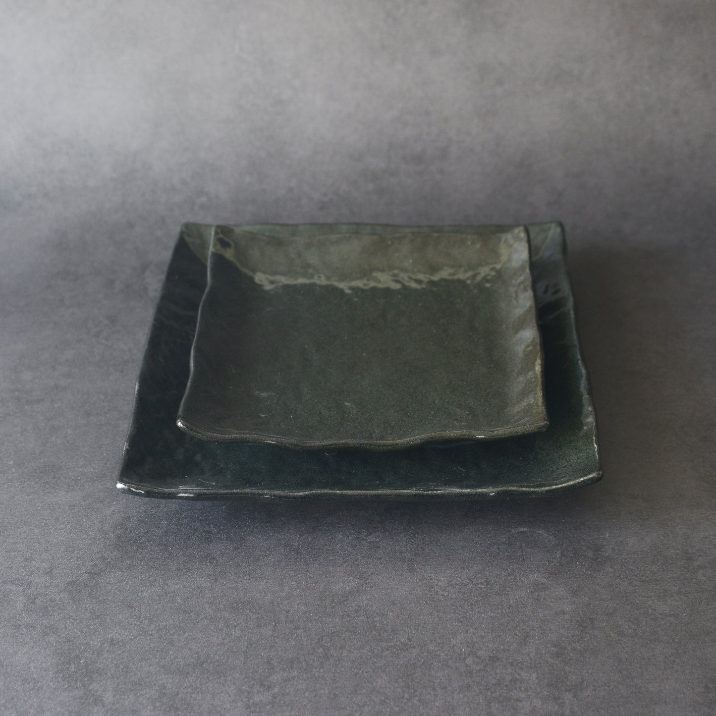 Mino ware Square Dish Set - Black - 2 Pieces