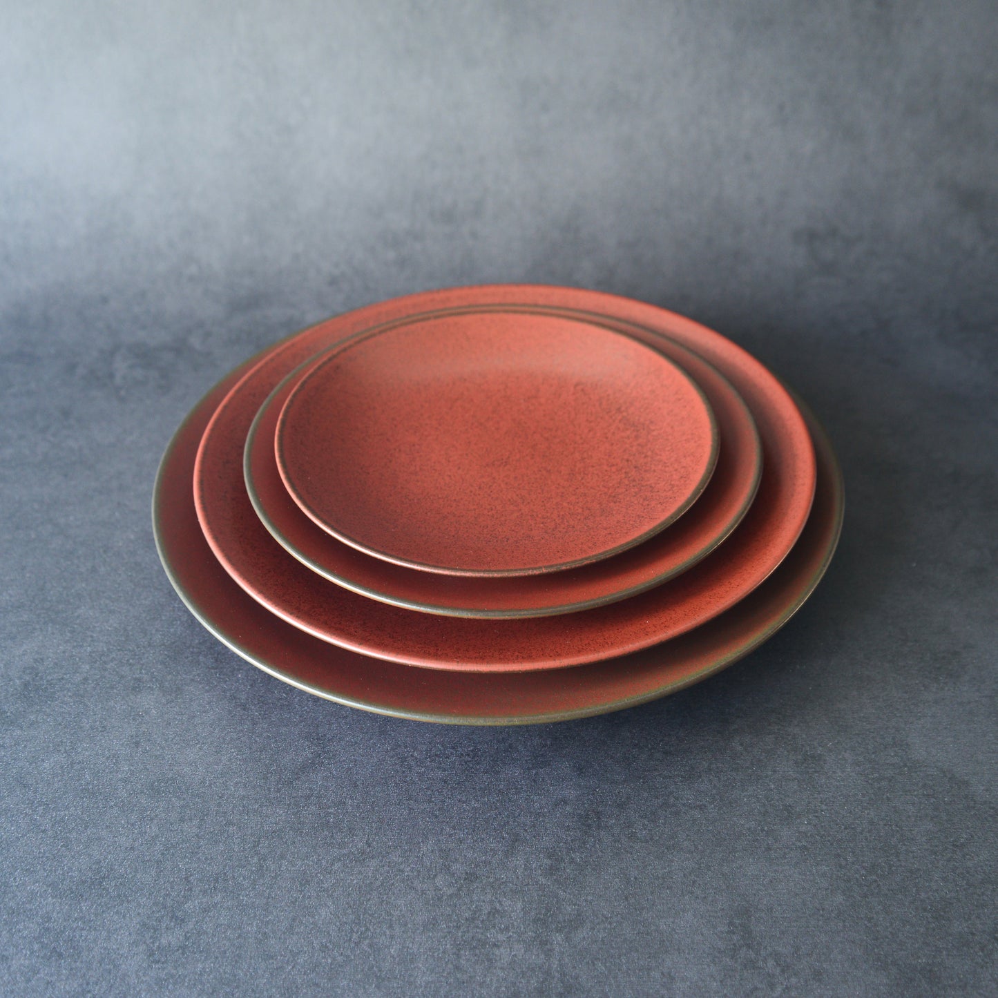 Mino ware Plate Set - Scarlet Red - 4 Pieces