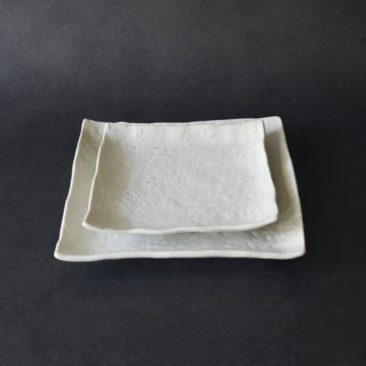 Mino ware Square Dish Set - White - 2 Pieces
