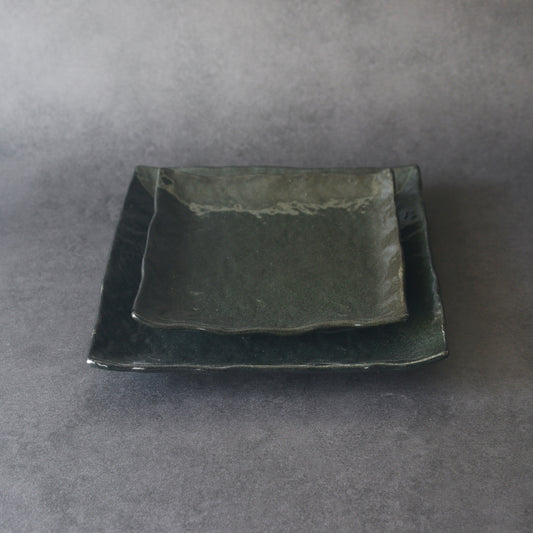 Mino ware Square Dish Set - Black - 2 Pieces