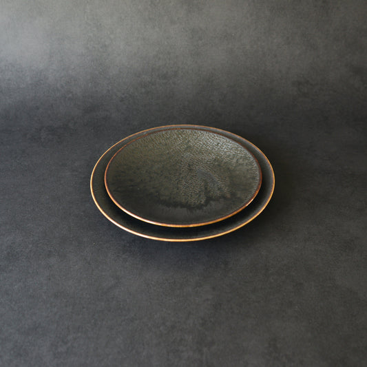 Mino ware Plate Set - Sakurage Black - 2 Pieces