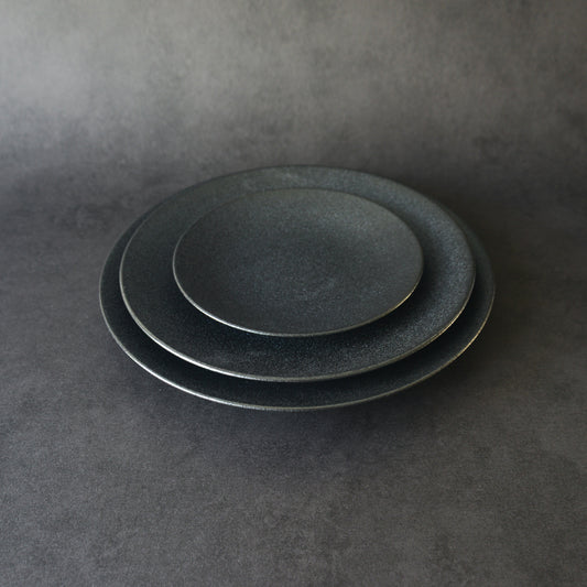 Mino ware Plate Set - Ginrin - 3 Pieces