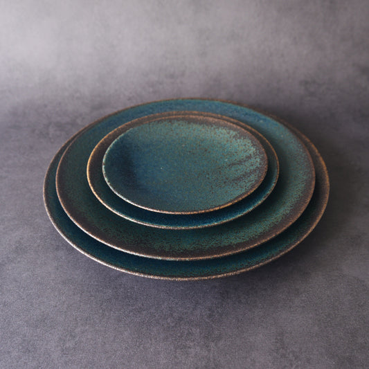 Mino ware Plate Set - Black Drop - 4 Pieces